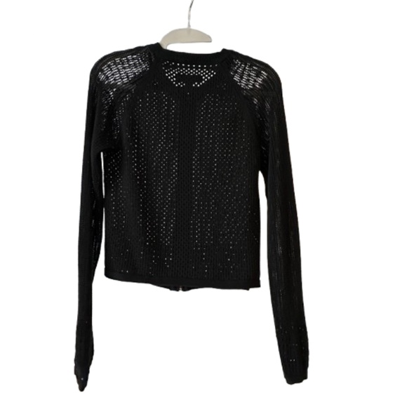 Mossimo Women's XS Black Knit Cropped Zip Up Long Sleeves Sweater Cardigan Top - Picture 5 of 16